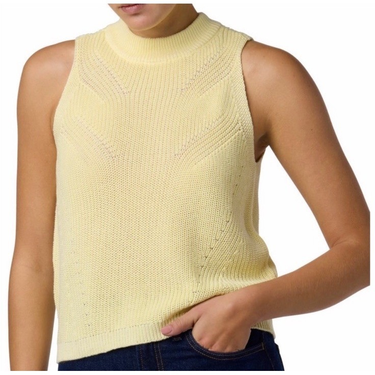 Joe's Women's Sleeveless Yellow Sweater Tank Top Anise Flower Preppy 100% Cotton